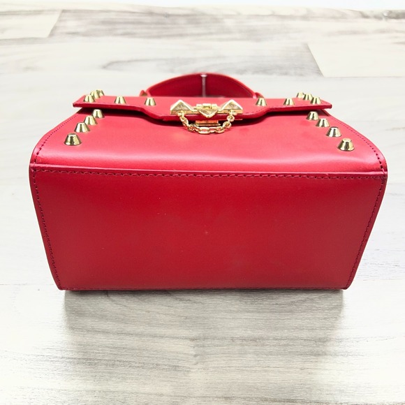 Persaman Crossbody Handbag Women's Red Stud Details Adjustable Straps Italy - Picture 7 of 15